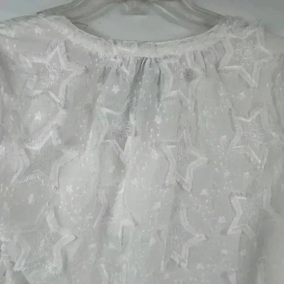 Chico's Women's White Embroidered Star Peasant Blouse Size 0.5 US Size 6 - Picture 14 of 14